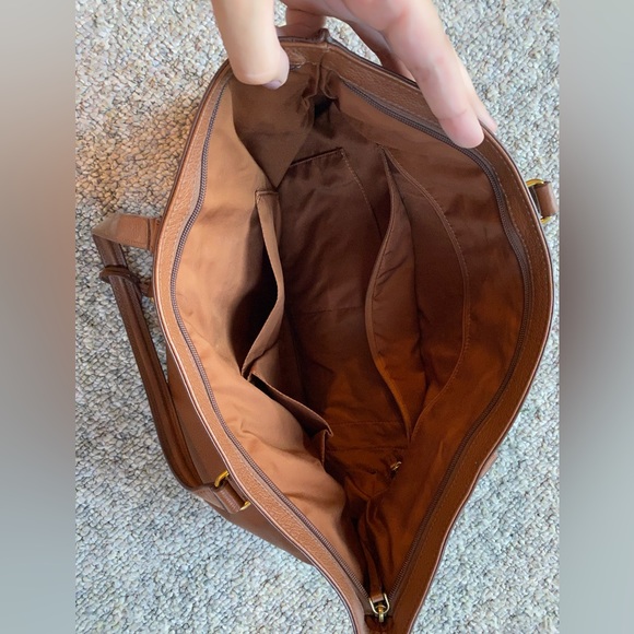 FOSSIL Brown Leather Tote Shoulder Bag - Picture 2 of 6